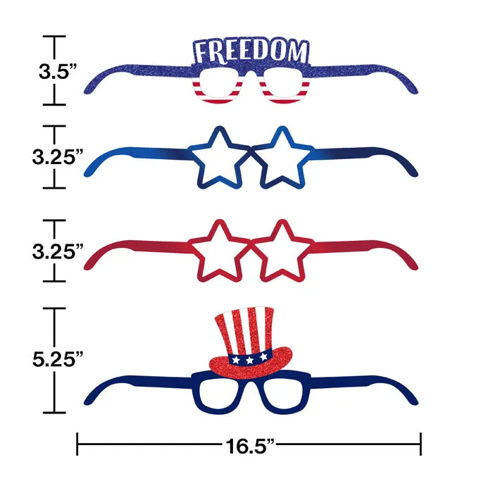 Bulk Patriotic Fourth of July Deluxe Paper Eyeglasses (24 per Case)