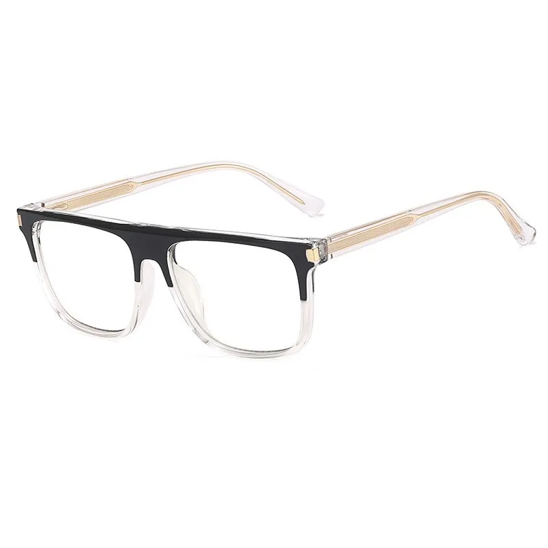 CCspace Men's Full Rim Flat Top Square Tr 90 Titanium Eyeglasses 56640