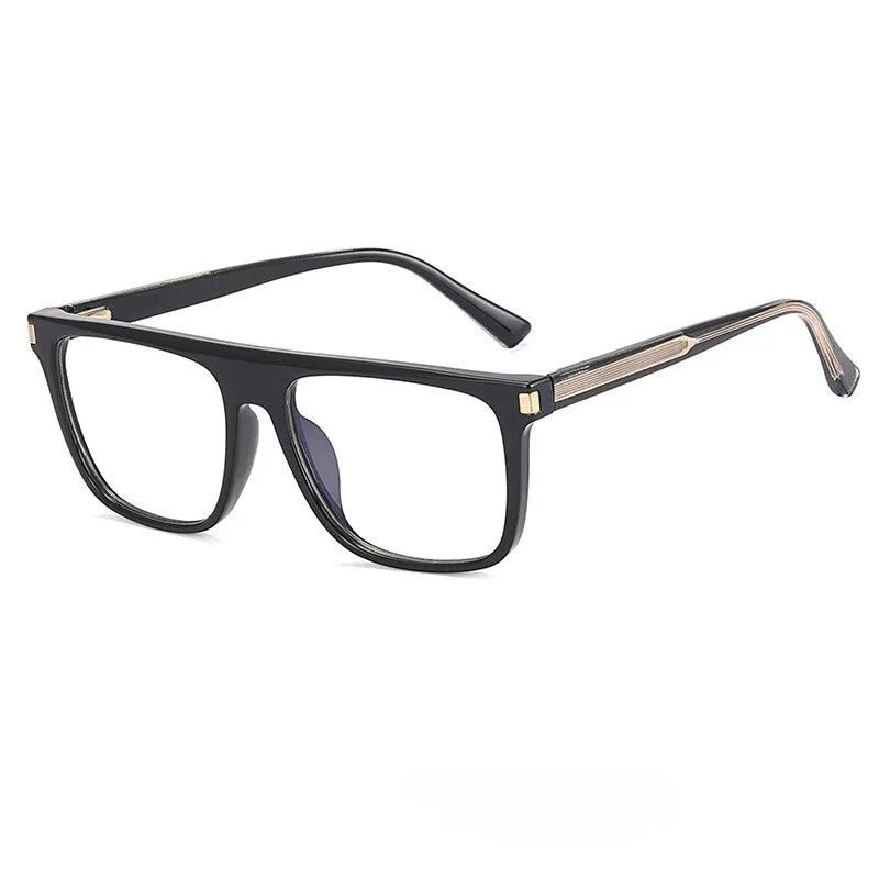 CCspace Men's Full Rim Flat Top Square Tr 90 Titanium Eyeglasses 56640