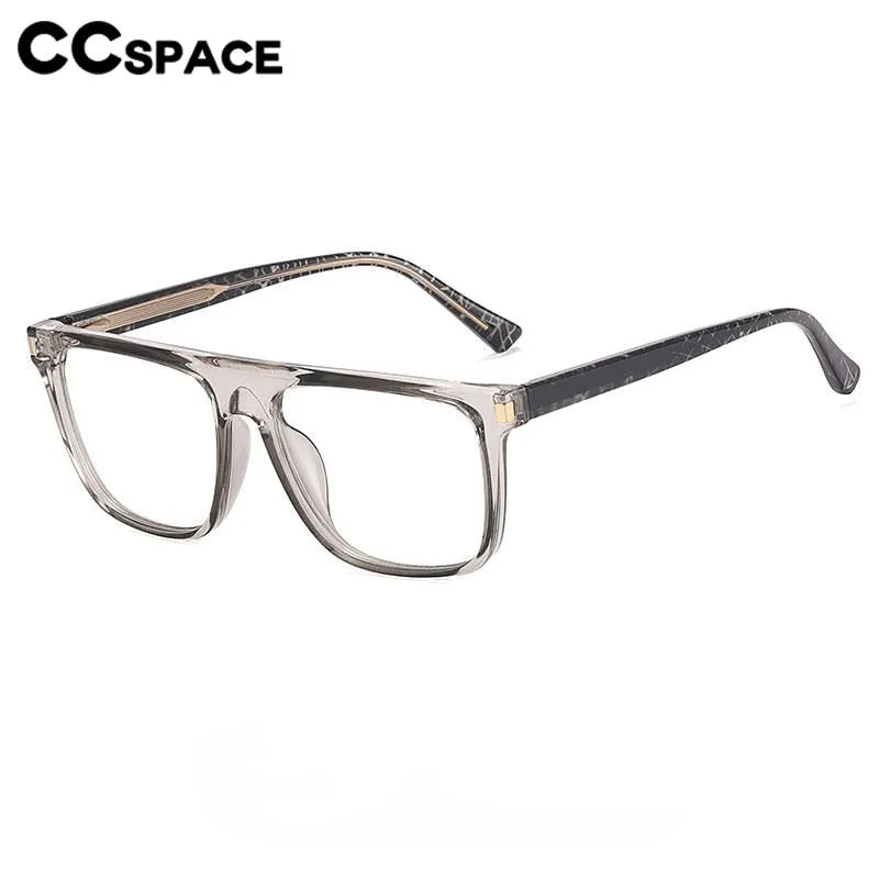 CCspace Men's Full Rim Flat Top Square Tr 90 Titanium Eyeglasses 56640