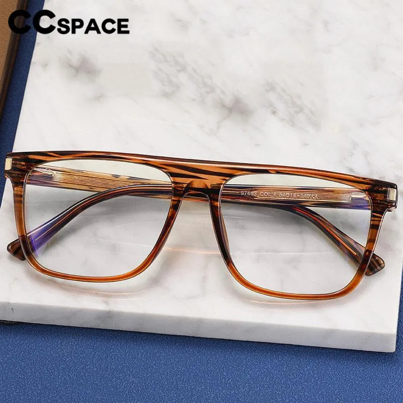 CCspace Men's Full Rim Flat Top Square Tr 90 Titanium Eyeglasses 56640