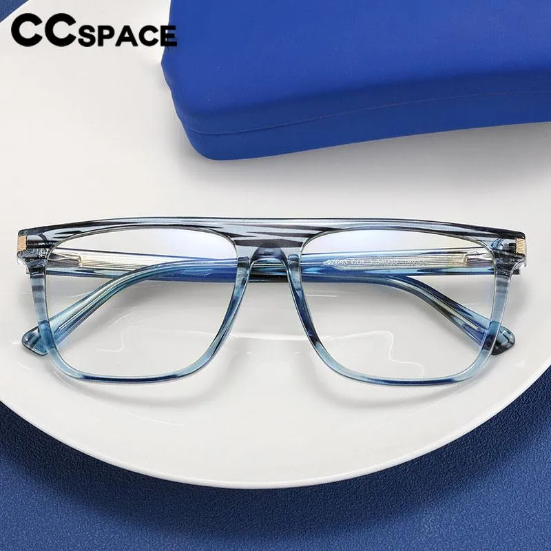 CCspace Men's Full Rim Flat Top Square Tr 90 Titanium Eyeglasses 56640