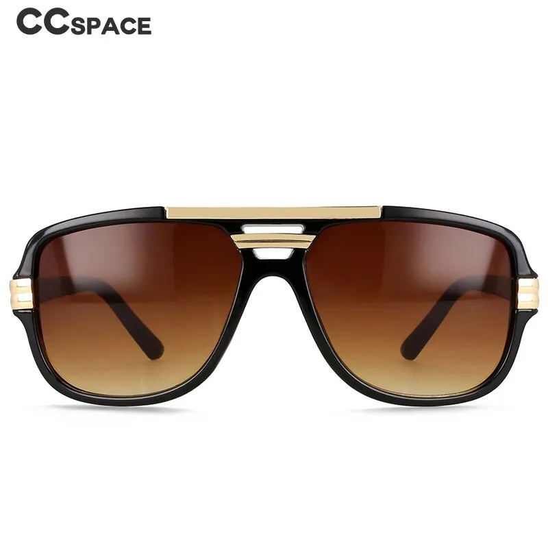 CCspace Men's Full Rim Large Rectangular Double Bridge Acetate Frame Sunglasses 54597