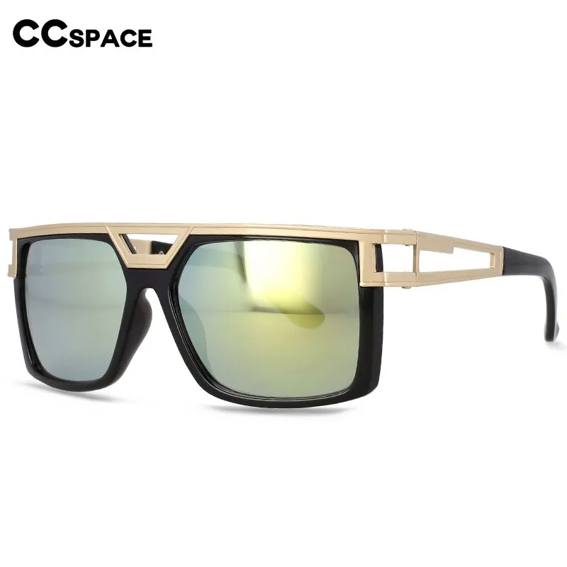 CCspace Men's Full Rim Large Rectangular Double Bridge Acetate Frame Sunglasses 54598