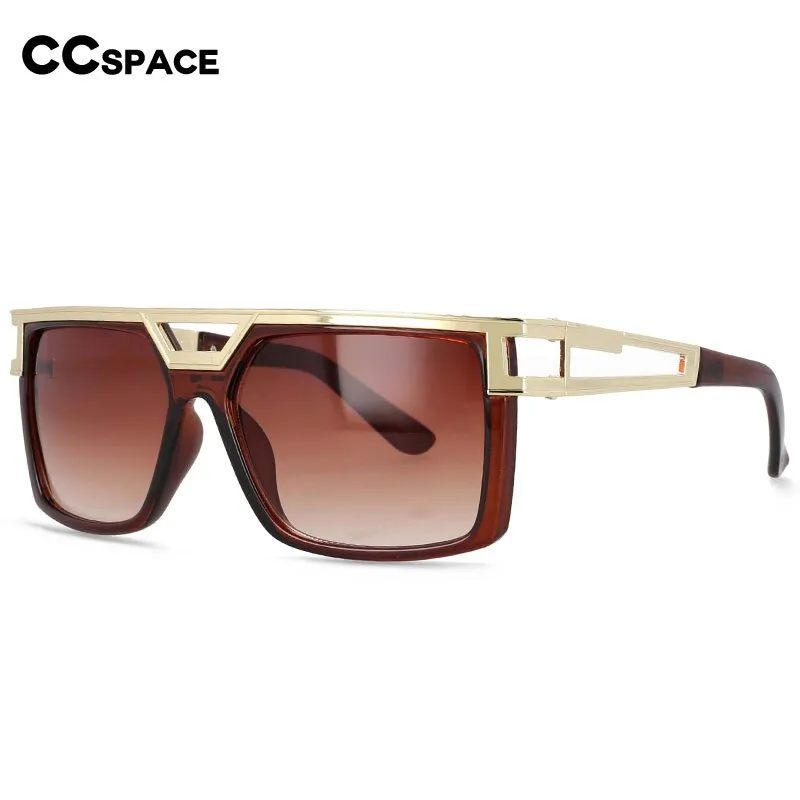 CCspace Men's Full Rim Large Rectangular Double Bridge Acetate Frame Sunglasses 54598