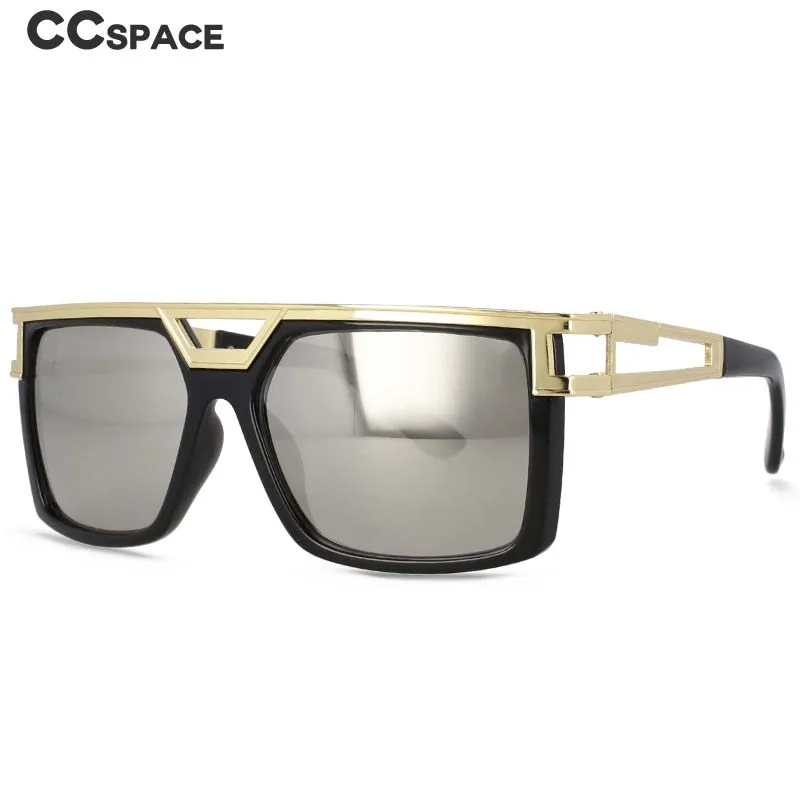 CCspace Men's Full Rim Large Rectangular Double Bridge Acetate Frame Sunglasses 54598