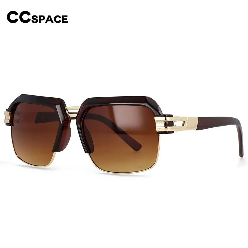 CCspace Men's Full Rim Large Rectangular Double Bridge Acetate Frame Sunglasses 54599