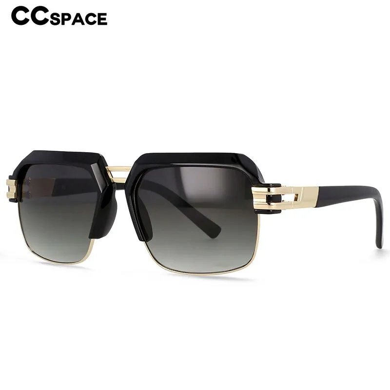 CCspace Men's Full Rim Large Rectangular Double Bridge Acetate Frame Sunglasses 54599