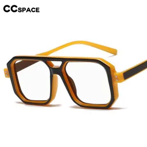 CCspace Unisex Full Rim Big Size Square Double Bridge Resin Frame Eyeglasses 54605