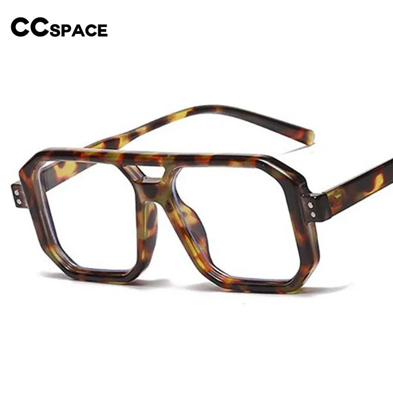 CCspace Unisex Full Rim Big Size Square Double Bridge Resin Frame Eyeglasses 54605