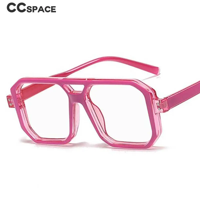 CCspace Unisex Full Rim Big Size Square Double Bridge Resin Frame Eyeglasses 54605