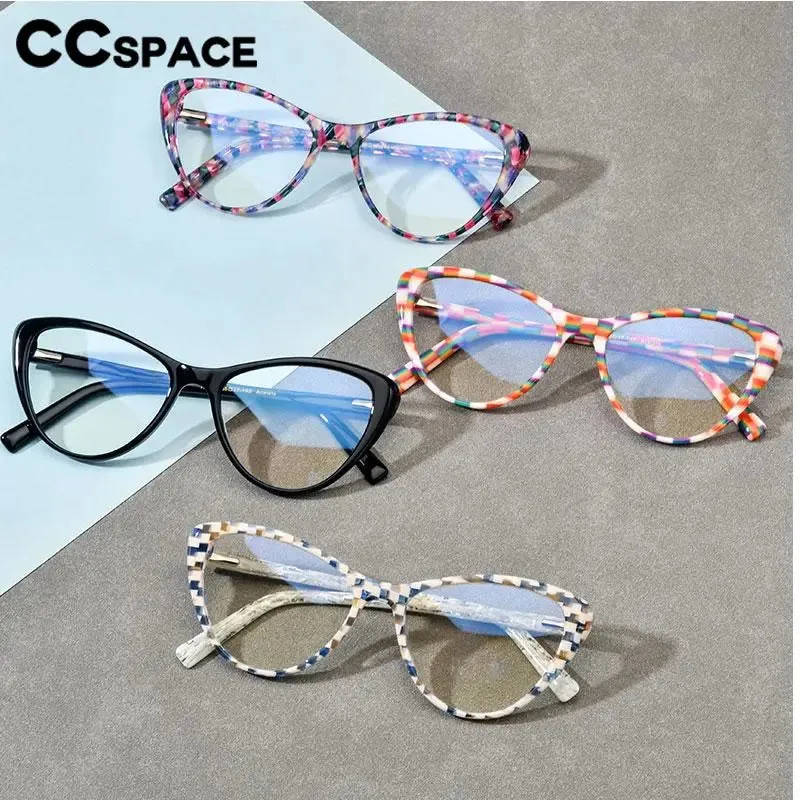 CCspace Unisex Full Rim Cat Eye Acetate Eyeglasses 56917