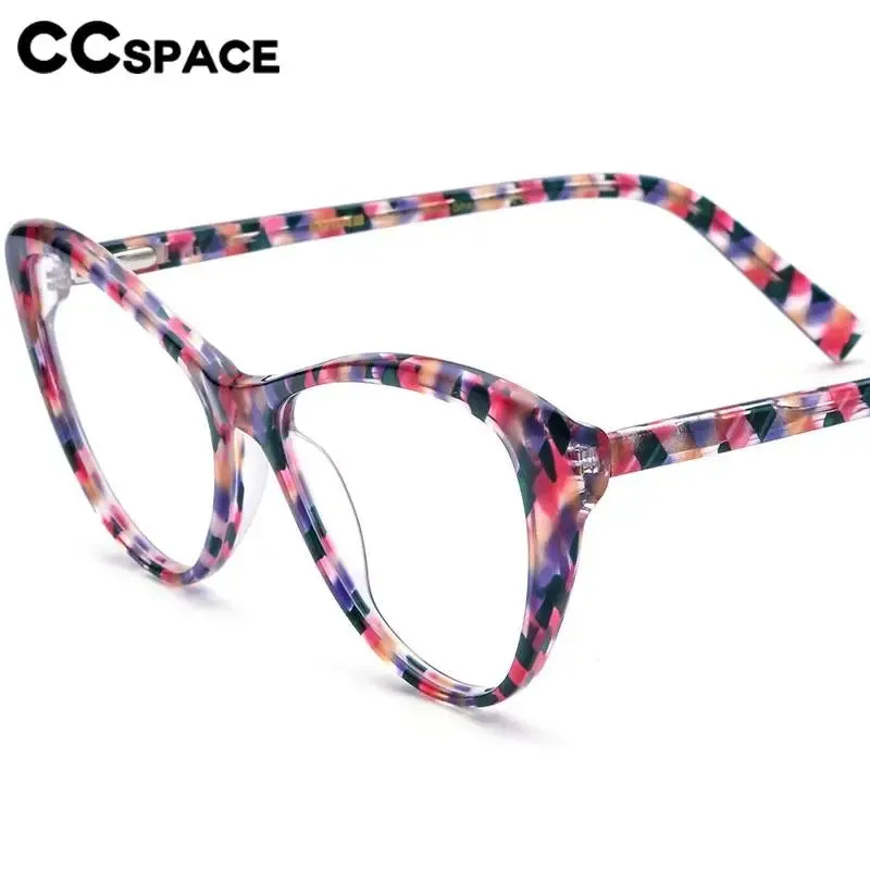 CCspace Unisex Full Rim Cat Eye Acetate Eyeglasses 56917