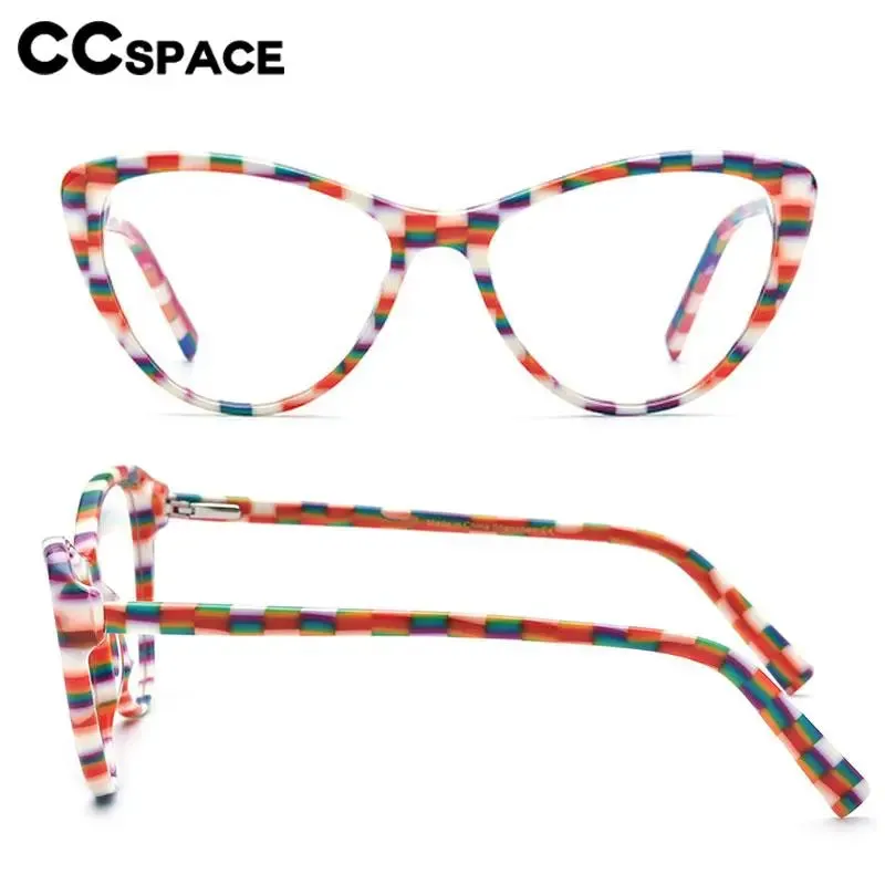 CCspace Unisex Full Rim Cat Eye Acetate Eyeglasses 56917