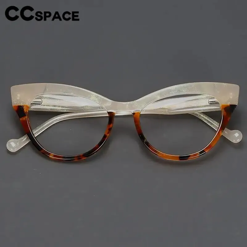 CCspace Unisex Full Rim Cat Eye Acetate Eyeglasses 57008