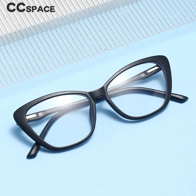 CCspace Unisex Full Rim Cat Eye Tr 90 Titanium Eyeglasses Clip On Sunglasses 53880