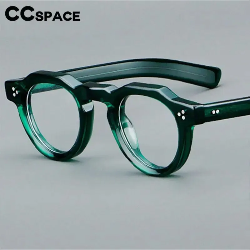 CCspace Unisex Full Rim Flat Top Round Acetate Eyeglasses 57171