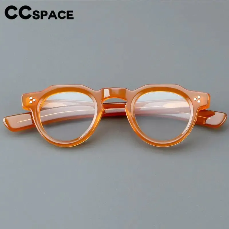 CCspace Unisex Full Rim Flat Top Round Acetate Eyeglasses 57171