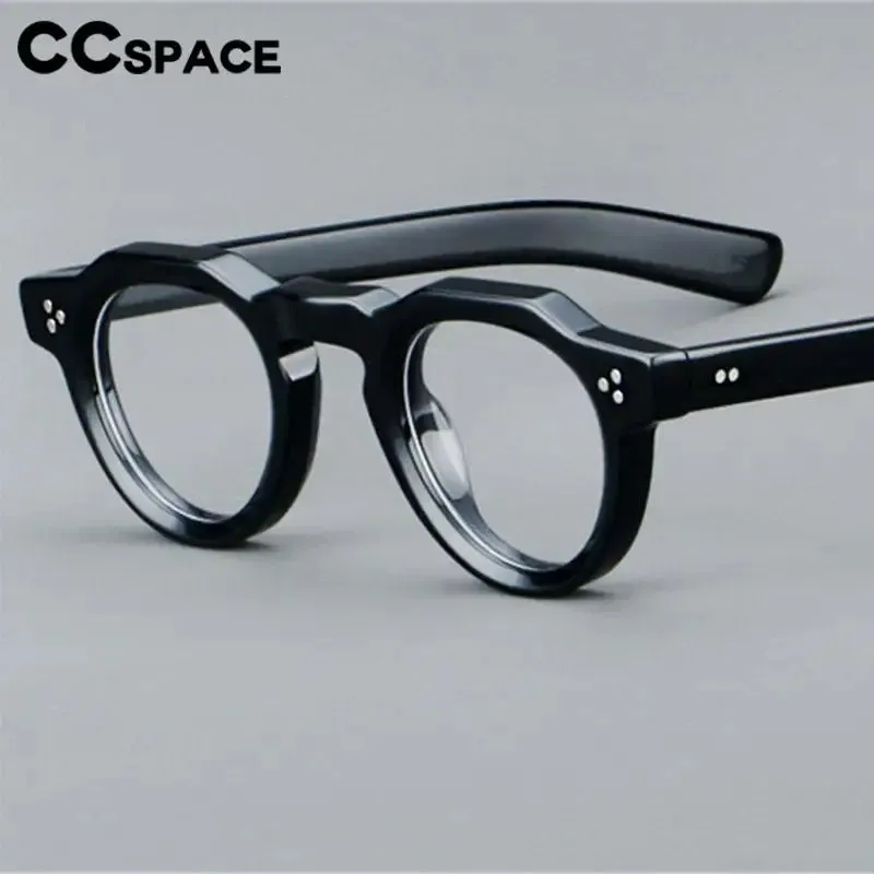 CCspace Unisex Full Rim Flat Top Round Acetate Eyeglasses 57171