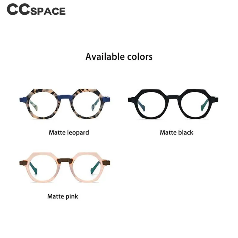 CCspace Unisex Full Rim Irregular Round Acetate Eyeglasses 54700