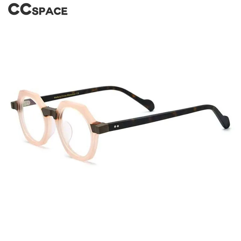 CCspace Unisex Full Rim Irregular Round Acetate Eyeglasses 54700