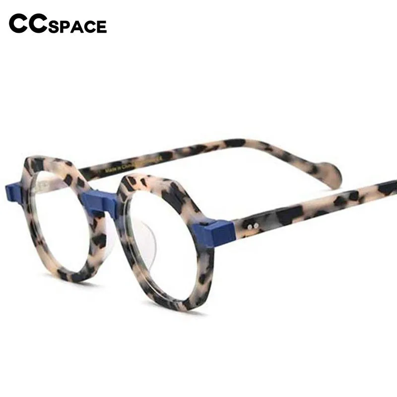 CCspace Unisex Full Rim Irregular Round Acetate Eyeglasses 54700