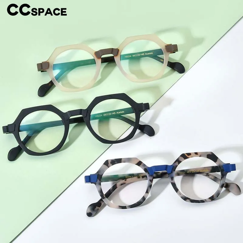 CCspace Unisex Full Rim Irregular Round Acetate Eyeglasses 54700