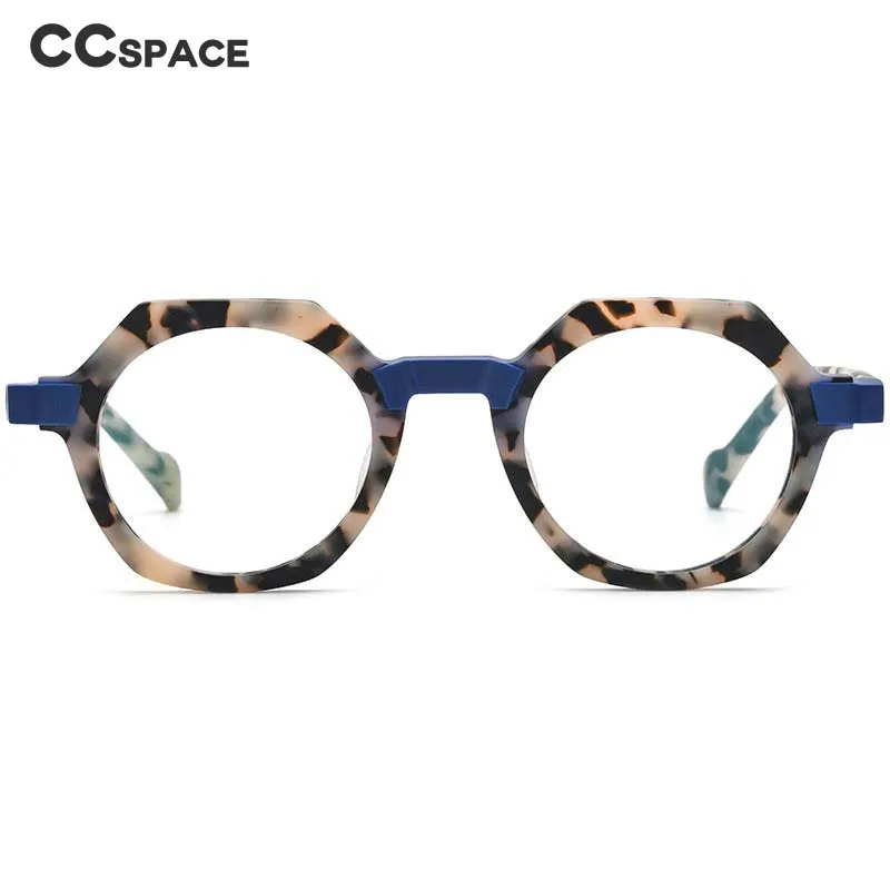 CCspace Unisex Full Rim Irregular Round Acetate Eyeglasses 54700