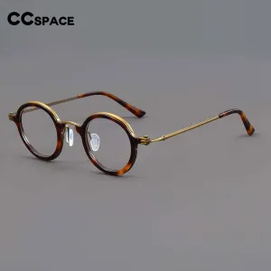 CCspace Unisex Full Rim Irregular Round Acetate Titanium Eyeglasses 54698