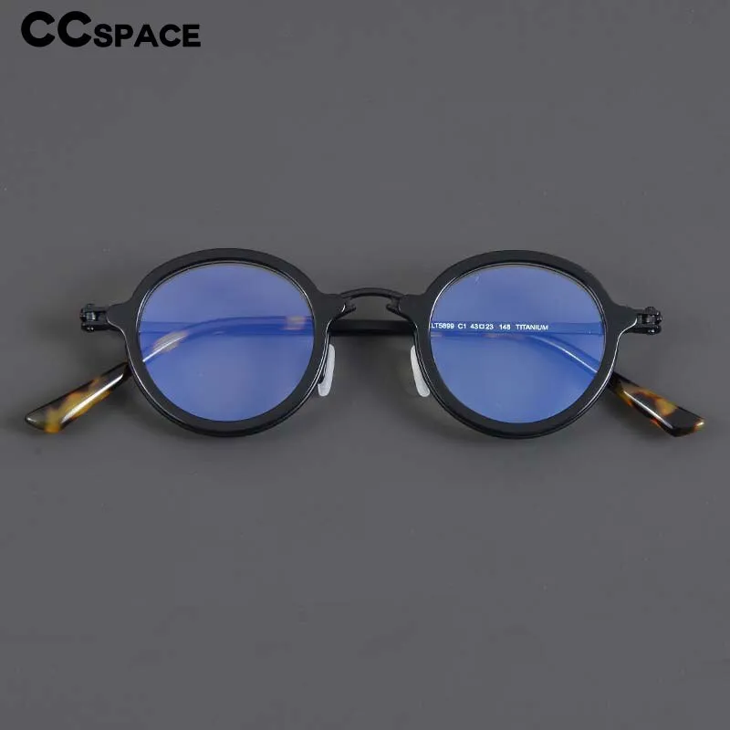 CCspace Unisex Full Rim Irregular Round Acetate Titanium Eyeglasses 54698