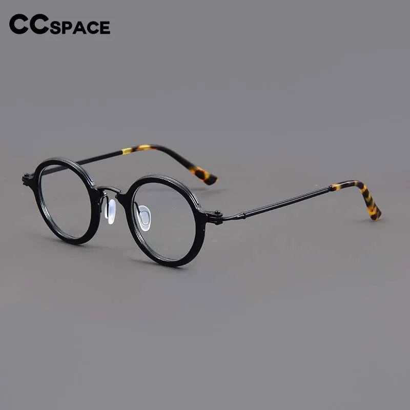 CCspace Unisex Full Rim Irregular Round Acetate Titanium Eyeglasses 54698