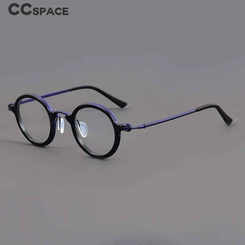 CCspace Unisex Full Rim Irregular Round Acetate Titanium Eyeglasses 54698