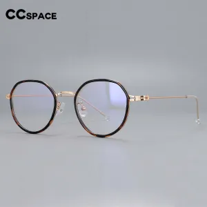 CCspace Unisex Full Rim Irregular Round Tr 90 Titanium Eyeglasses 53262