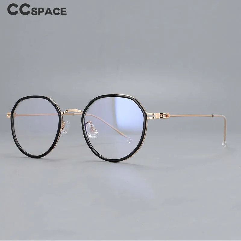 CCspace Unisex Full Rim Irregular Round Tr 90 Titanium Eyeglasses 53262