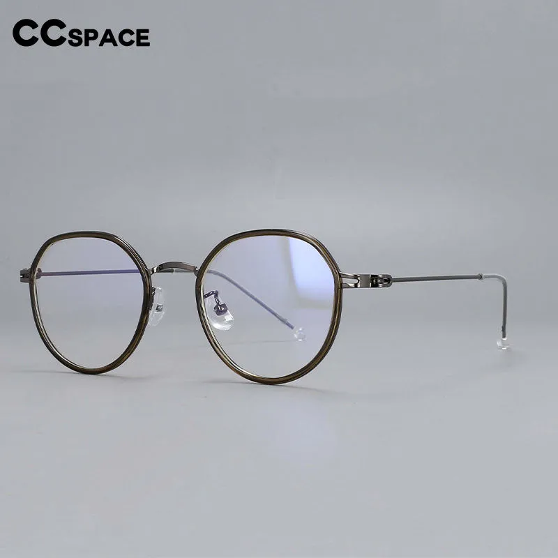 CCspace Unisex Full Rim Irregular Round Tr 90 Titanium Eyeglasses 53262