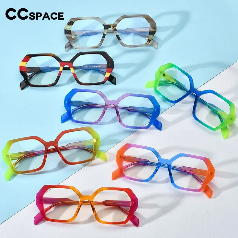 CCspace Unisex Full Rim Irregular Square Acetate Eyeglasses 55662