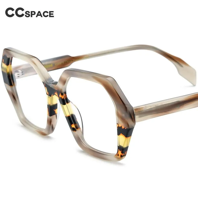 CCspace Unisex Full Rim Irregular Square Acetate Eyeglasses 55662