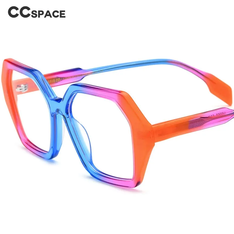 CCspace Unisex Full Rim Irregular Square Acetate Eyeglasses 55662