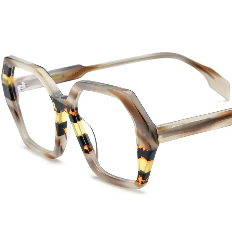 CCspace Unisex Full Rim Irregular Square Acetate Eyeglasses 55662