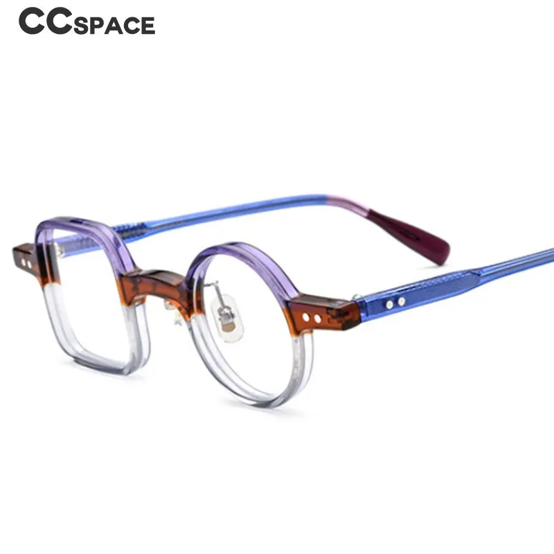 CCspace Unisex Full Rim Irregular Square Round Acetate Eyeglasses 53329