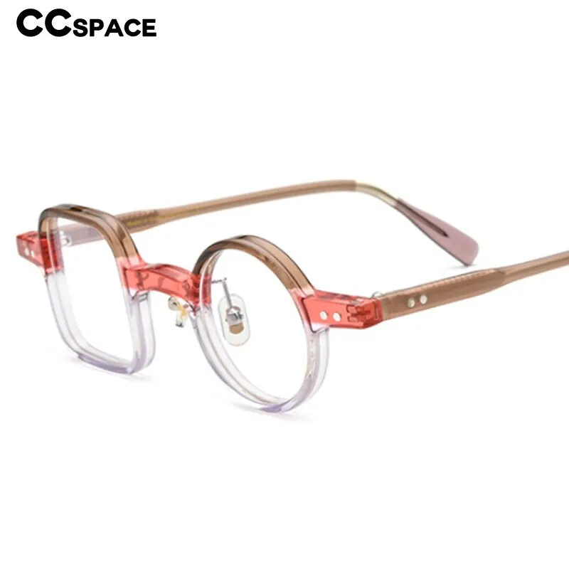 CCspace Unisex Full Rim Irregular Square Round Acetate Eyeglasses 53329