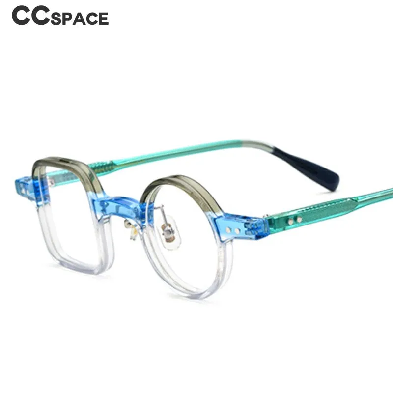 CCspace Unisex Full Rim Irregular Square Round Acetate Eyeglasses 53329