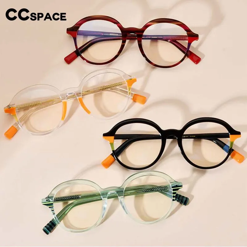 CCspace Unisex Full Rim Large Round Tr 90 Titanium Eyeglasses 53342