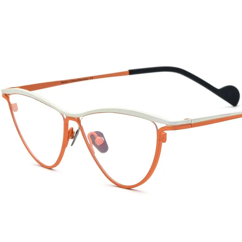 CCspace Unisex Full Rim Oval Cat Eye Titanium Eyeglasses 56127