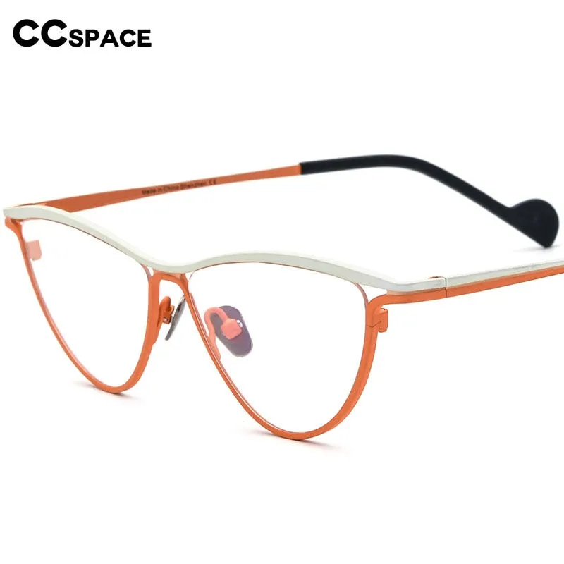 CCspace Unisex Full Rim Oval Cat Eye Titanium Eyeglasses 56127