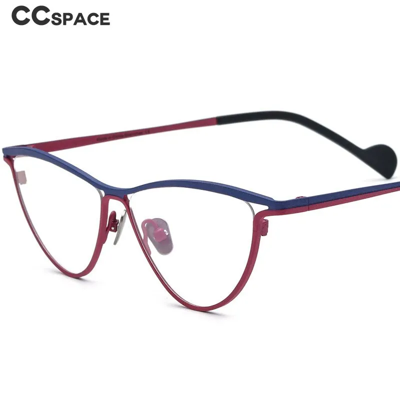 CCspace Unisex Full Rim Oval Cat Eye Titanium Eyeglasses 56127