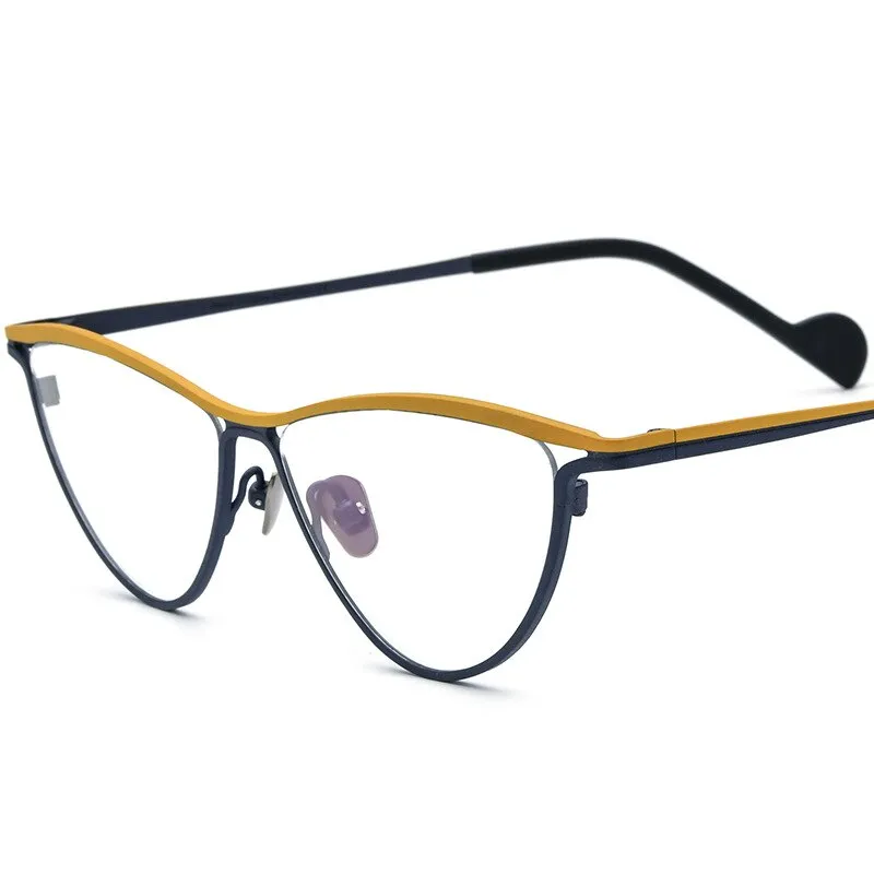 CCspace Unisex Full Rim Oval Cat Eye Titanium Eyeglasses 56127