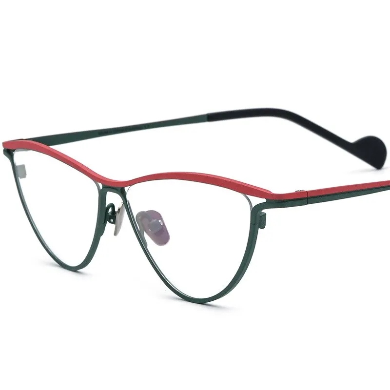 CCspace Unisex Full Rim Oval Cat Eye Titanium Eyeglasses 56127