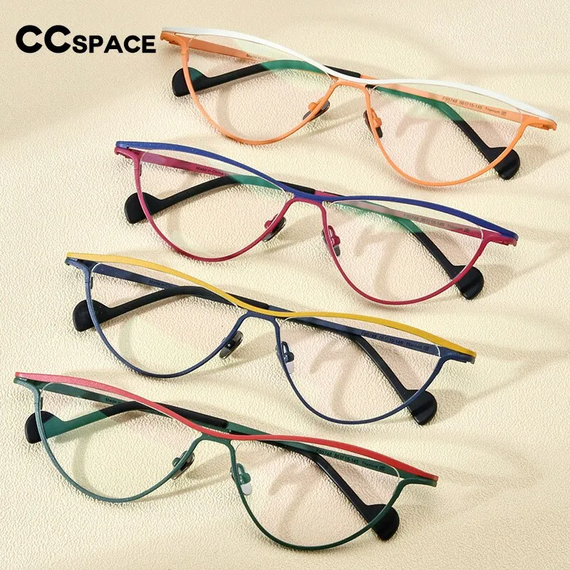 CCspace Unisex Full Rim Oval Cat Eye Titanium Eyeglasses 56127