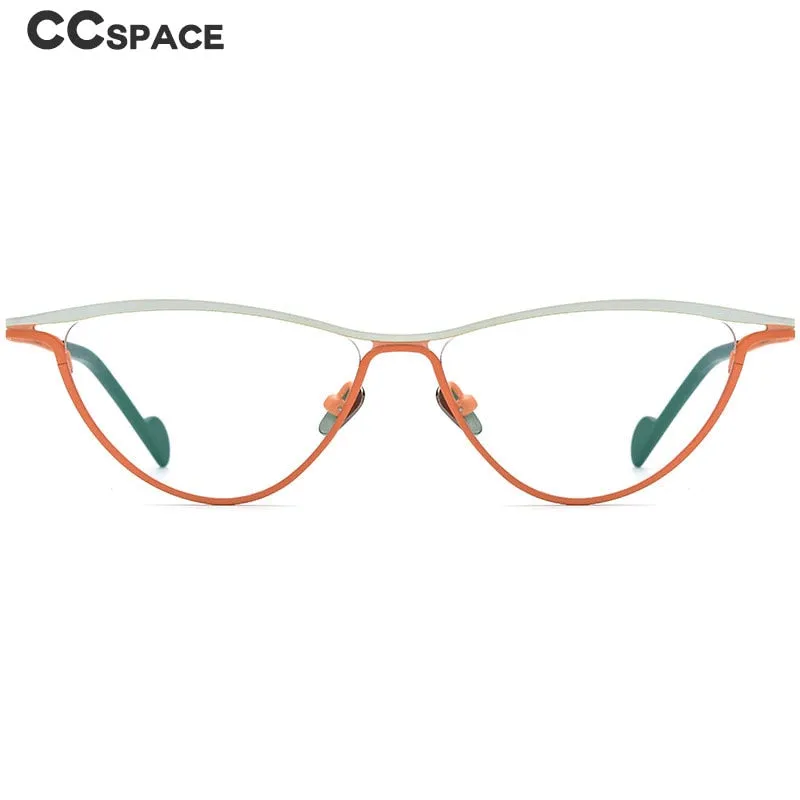 CCspace Unisex Full Rim Oval Cat Eye Titanium Eyeglasses 56127